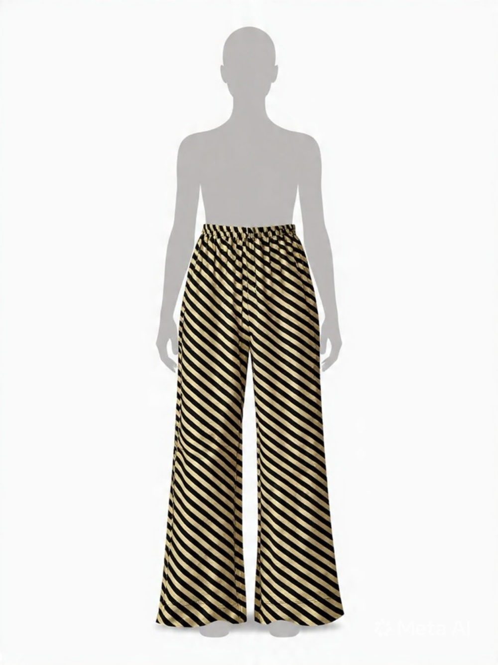 a new day Black & Cream Diagonal Stripe Wide-Leg Pants-A24